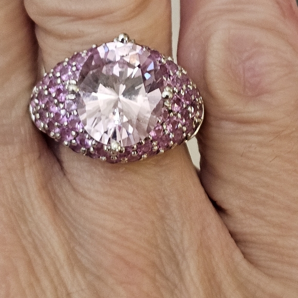 Rare Victoria Wieck Kunzite & Pink Sapphire Ring Sterling Silver Size 7. - Picture 11 of 16